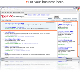 Yahoo Screen Capture showing Overture Sponsored Results